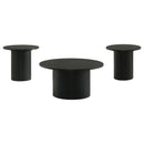  Coaster Furniture Hamlyn 706508-S3 3-piece Round Fluted Coffee and End Table Set - Black IMAGE 3