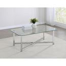  Coaster Furniture Cronin 706568 Rectangular Tempered Glass Top Coffee Table - Chrome IMAGE 5