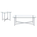  Coaster Furniture Cronin 706568-S2 2-piece Tempered Glass Top Coffee Table Set - Chrome IMAGE 6