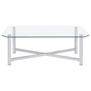  Coaster Furniture Cronin 706568-S3 3-piece Tempered Glass Top Coffee Table Set - Chrome IMAGE 1