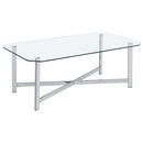  Coaster Furniture Cronin 706568-S3 3-piece Tempered Glass Top Coffee Table Set - Chrome IMAGE 6