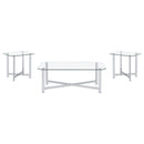  Coaster Furniture Cronin 706568-S3 3-piece Tempered Glass Top Coffee Table Set - Chrome IMAGE 7