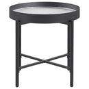  Coaster Furniture Ozella 707897 Round Side Table with Recessed Top - Sandy Black IMAGE 1