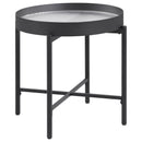  Coaster Furniture Ozella 707897 Round Side Table with Recessed Top - Sandy Black IMAGE 2