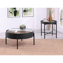  Coaster Furniture Ozella 707898 Round Coffee Table with Hidden Storage - Sandy Black IMAGE 9