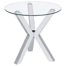  Coaster Furniture Kenzie 708127 Round Tempered Glass Top Side Table - Chrome IMAGE 2
