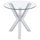  Coaster Furniture Kenzie 708127 Round Tempered Glass Top Side Table - Chrome IMAGE 4