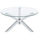  Coaster Furniture Kenzie 708128 Round Tempered Glass Top Coffee Table - Chrome IMAGE 1