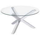  Coaster Furniture Kenzie 708128 Round Tempered Glass Top Coffee Table - Chrome IMAGE 2