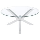  Coaster Furniture Kenzie 708128 Round Tempered Glass Top Coffee Table - Chrome IMAGE 4