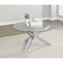  Coaster Furniture Kenzie 708128 Round Tempered Glass Top Coffee Table - Chrome IMAGE 6