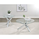  Coaster Furniture Kenzie 708128 Round Tempered Glass Top Coffee Table - Chrome IMAGE 7