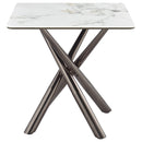  Coaster Furniture Carvell 708137 Square Sintered Stone Side Table Mirage - White IMAGE 2