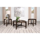  Coaster Furniture Cota 708288-S3 3-piece Solid Wood Coffee and End Table Set - Dark Brown IMAGE 2