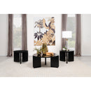 Coaster Furniture Cordova 709678-S3 3-piece Solid Wood Coffee and End Table Set - Black IMAGE 2