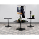  Coaster Furniture Ganso 709688-S3 3-piece Round Glass Top Coffee and End Table Set - Black IMAGE 3