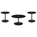  Coaster Furniture Ganso 709688-S3 3-piece Round Glass Top Coffee and End Table Set - Black IMAGE 6