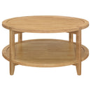  Coaster Furniture Camillo 709698-S3 3-piece Round Coffee and End Table Set - Maple IMAGE 3
