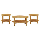  Coaster Furniture Camillo 709698-S3 3-piece Round Coffee and End Table Set - Maple IMAGE 4