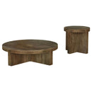  Coaster Furniture Kinkaid 710138-S2 2-piece Solid Wood Coffee and End Table Set - Brown IMAGE 6