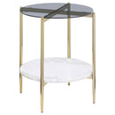  Coaster Furniture Jonelle 710338-S2 2-piece Round Coffee and End Table Set - Gold IMAGE 2