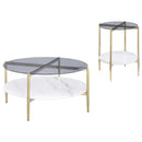  Coaster Furniture Jonelle 710338-S2 2-piece Round Coffee and End Table Set - Gold IMAGE 5