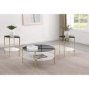  Coaster Furniture Jonelle 710338-S3 3-piece Round Coffee and End Table Set - Gold IMAGE 3
