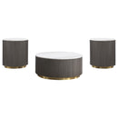  Coaster Furniture Jason 710418-S3 3-piece Round White Marble Coffee Table Set - Charcoal IMAGE 1