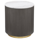  Coaster Furniture Jason 710418-S3 3-piece Round White Marble Coffee Table Set - Charcoal IMAGE 3