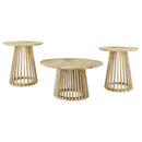  Coaster Furniture Touhy 710608-S3 3-piece Round Coffee and End Table Set - Natural Mango IMAGE 8