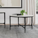  Coaster Furniture Hermas 710738 Round Genuine Marble Top Metal Coffee Table - White IMAGE 6