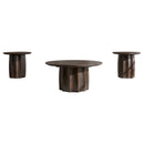  Coaster Furniture Cayenne 710778-S3 3-piece Solid Mango Wood Coffee Table Set - Walnut IMAGE 4