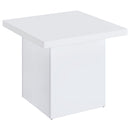  Coaster Furniture Devar 710897 Square Engineered Wood End Table - White High Gloss IMAGE 1