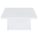  Coaster Furniture Devar 710898 Square Engineered Wood Coffee Table - White High Gloss IMAGE 7