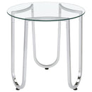  Coaster Furniture Beller 710907 Round Tempered Glass Top Side Table - Chrome IMAGE 1
