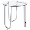  Coaster Furniture Beller 710907 Round Tempered Glass Top Side Table - Chrome IMAGE 2