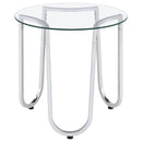  Coaster Furniture Beller 710907 Round Tempered Glass Top Side Table - Chrome IMAGE 3