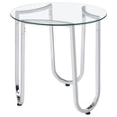  Coaster Furniture Beller 710907 Round Tempered Glass Top Side Table - Chrome IMAGE 4