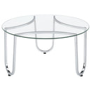  Coaster Furniture Beller 710908 Round Tempered Glass Top Coffee Table - Chrome IMAGE 1