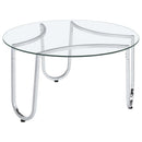  Coaster Furniture Beller 710908 Round Tempered Glass Top Coffee Table - Chrome IMAGE 2