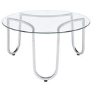  Coaster Furniture Beller 710908 Round Tempered Glass Top Coffee Table - Chrome IMAGE 3