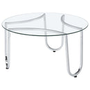  Coaster Furniture Beller 710908 Round Tempered Glass Top Coffee Table - Chrome IMAGE 4