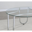  Coaster Furniture Beller 710908 Round Tempered Glass Top Coffee Table - Chrome IMAGE 6