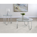  Coaster Furniture Beller 710908 Round Tempered Glass Top Coffee Table - Chrome IMAGE 8