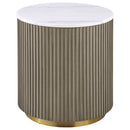  Coaster Furniture Jason 711417 Round White Marble Top End Table - Greige IMAGE 2