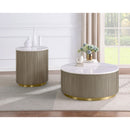  Coaster Furniture Jason 711417 Round White Marble Top End Table - Greige IMAGE 7