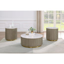  Coaster Furniture Jason 711417 Round White Marble Top End Table - Greige IMAGE 8