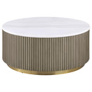  Coaster Furniture Jason 711418-S3 3-piece Round White Marble Coffee Table Set - Greige IMAGE 5