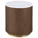 Coaster Furniture Jason 712418-S3 3-piece Round White Marble Coffee Table Set - Honey Brown IMAGE 10