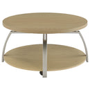  Coaster Furniture Dacre 720318 Round Engineered Wood Top Coffee Table - Greige IMAGE 1